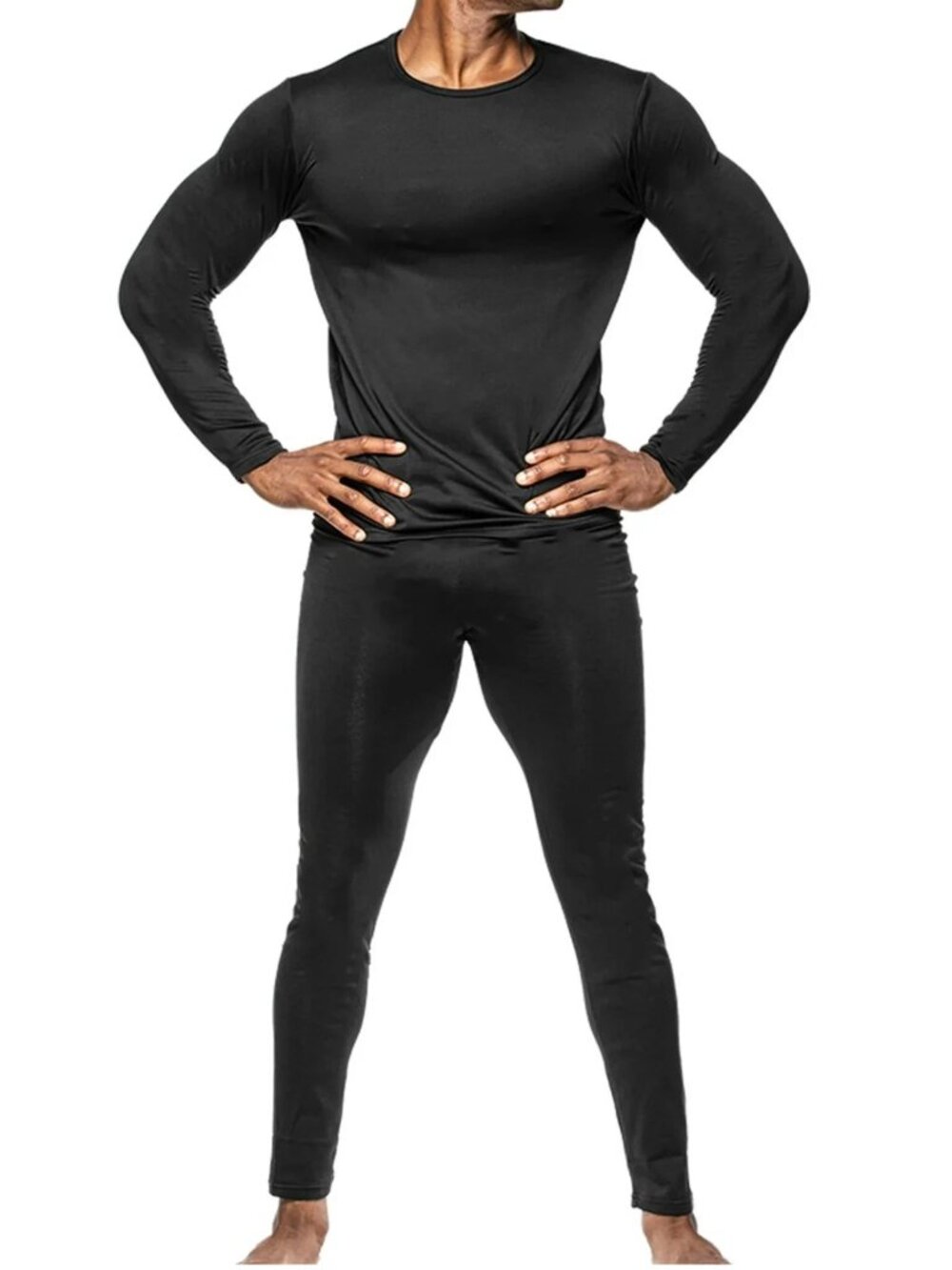 Body Glove Men's Thermal Fleece Lined Base Layer 2 Pc Set XL Black Top Pants
